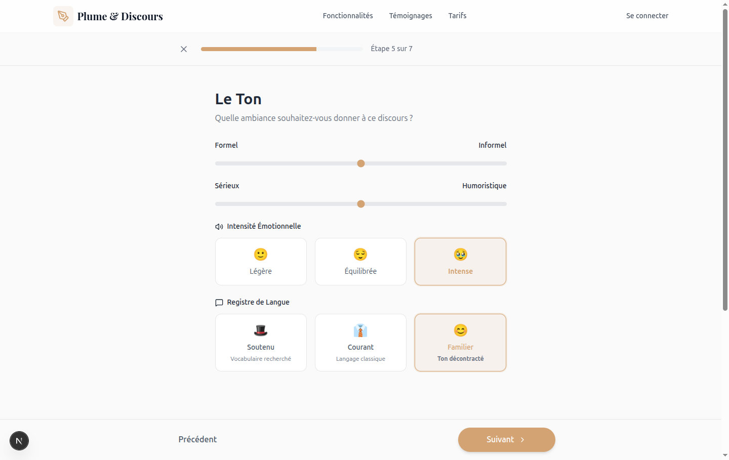 Étape ton du formulaire